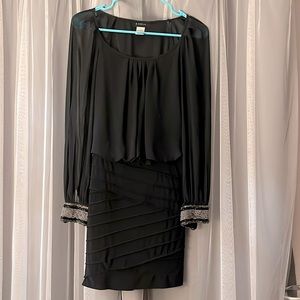 B Darlin Black Long Sleeve Juniors Dress